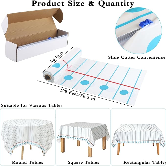 Kochorie 100 Ft x 54 Inch Back to School Notebook Tablecloth Roll Plastic
