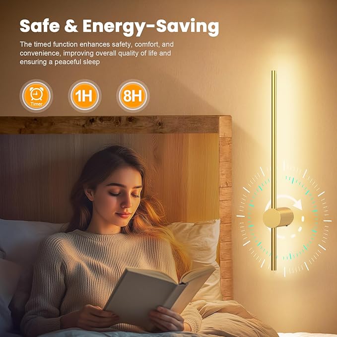 NIORSUN 24 Inch Battery Operated Wall Sconce Set of 2, 10 Colors Dimmable