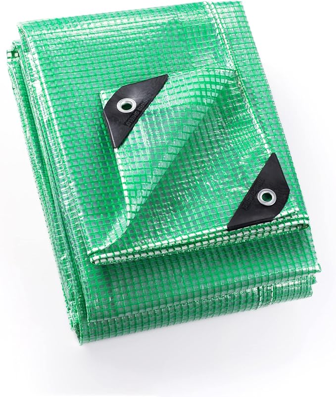 GUARD SHIELD Clear Green Tarp Heavy Duty 8x20 Feet Waterproof for Greenhouse Outdoor Garden Poly Cover UV Resistant 3x3 Weave 10mil