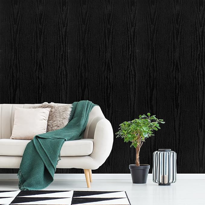 practicalWs Black Wood Contact Paper 17.7'' x 393.7'' Peel and Stick Wood