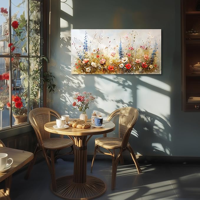 SERIMINO Spring Wildflower Wall Art, Nature Botanical Floral Large Artwork