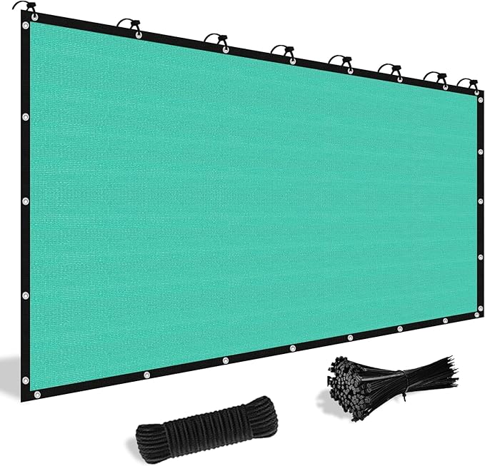 Shade&Beyond Customized Size 4' X 16' Shade Cloth with Grommets, 90% UV Protection UV Protection Mesh Tarp Sun Screens for Patio GN04, Turquoise
