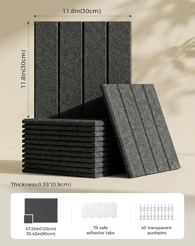 Aothia 12-Pack Felt Bulletin Board Tiles