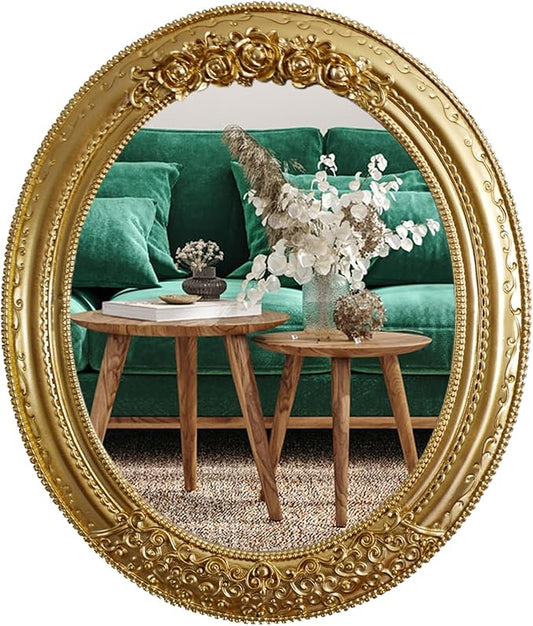 Oval Resin Vintage Mirror, Wall Mounted Decorative Mirror