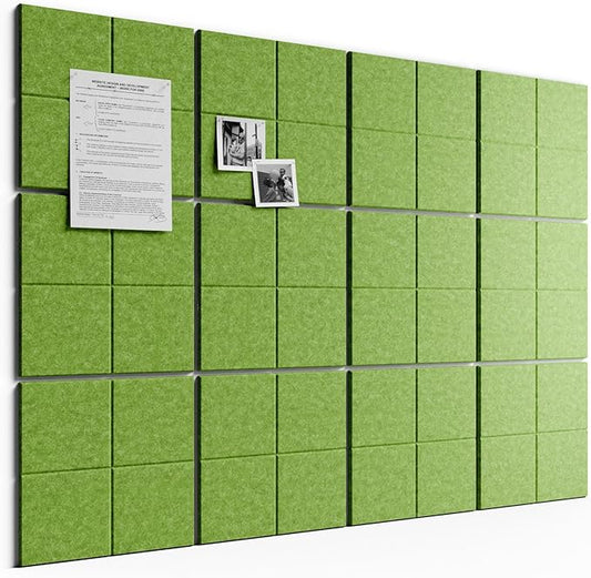 Bumusty Large Felt Bulletin Board, 30 Push Pins, 70 Adhesive Tabs, Kelly Green