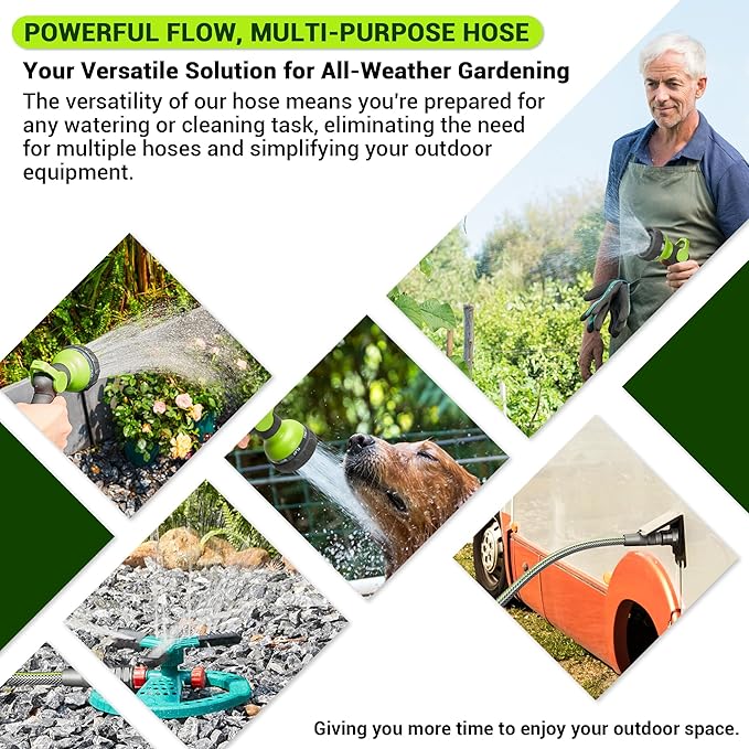 100 FT Non-Expandable Garden Hose – Heavy Duty Water Hose for Large Properties & Extended Reach, 1/2" ID, 3/4" Swivel Fittings, Kink & Leak Resistant