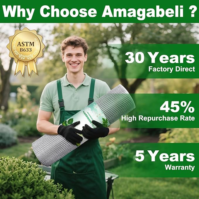 AMAGABELI GARDEN & HOME Hardware Cloth 1/4 inch 16inx25ft Galvanized After Welding 23 Gauge Square Chicken Wire Fence Mesh Roll Raised Garden Bed Plant Supports Poultry Netting Cage Snake Fence