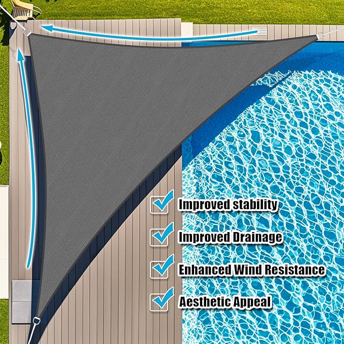 Amagenix Sun Shade Sail 12'X16'X20' Curved Edge Outdoor Shade Canopy Dark Grey Breathable 95% UV Block Shade Cloth for Patio Garden Backyard (We Make Custom Size)