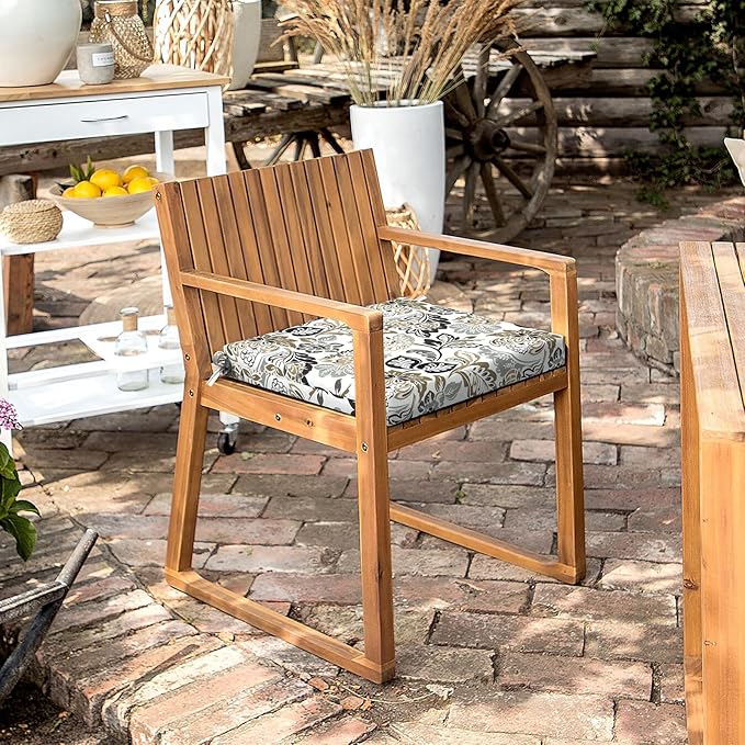 LVTXIII Outdoor Chair Cushions 18.5"x16"x2" Pack of 4, Water-Repellent Square Corner Memory Foam Seat Cushions with Ties for Garden Patio Furniture, Dailey Tan