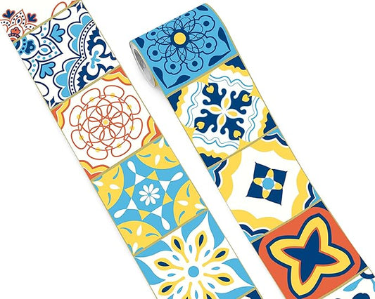 FLFK Wallpaper Border Tile Stickers Peel and Stick Wall Border