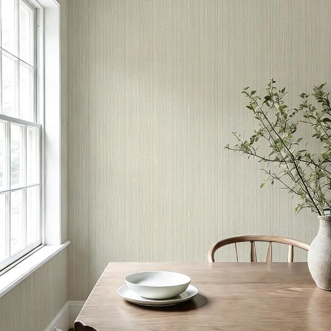 YXTII 20.8" x 393.7" Grasscloth Peel and Stick Wallpaper, Textured Wallpaper