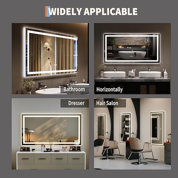 LED Bathroom Mirror 50 x 26 inch, Lighted Bathroom Vanity Mirror