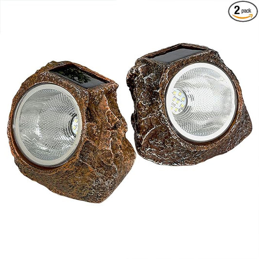 EiGreen Solar Garden Rock Lights Outdoor, 2 Pack 10 LED Waterproof Solar Powered Rock Lightï¼Yard Landscaping Spotlights, for Indoor and Outdoor Decoration