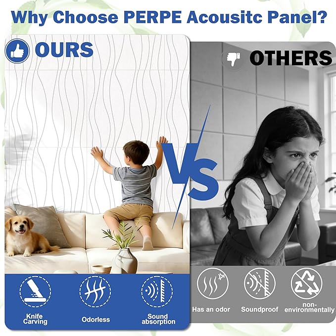 6 PCS Acoustic Panels, 23.6x23.6'' Self-Adhesive Soundproof Wall Panels