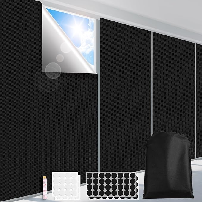 FADOTY 100% Blackout Curtains, Portable Black Out Window Cover Film, Cuttable
