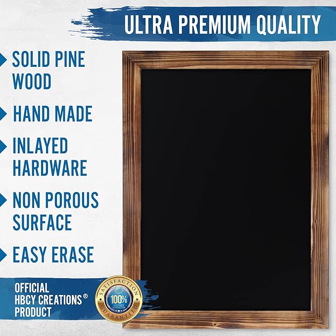 HBCY Creations 18" x 24" Torched Brown Solid Wood Frame Wall Chalkboard