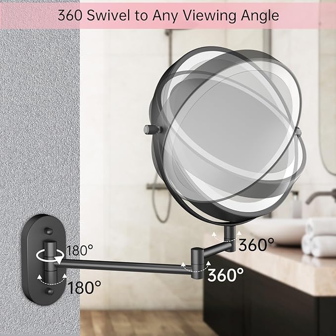 FUNTOUCH 5000mAh Rechargeable Wall Mounted Lighted Makeup Vanity Mirror