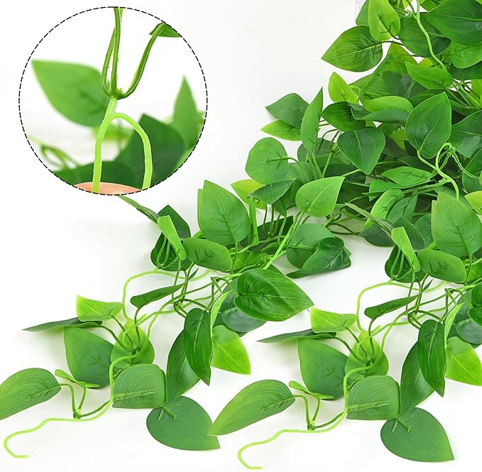 CEWOR 4pcs Artificial Hanging Plants 2.9ft Fake Ivy Vine Fake Ivy Leaves