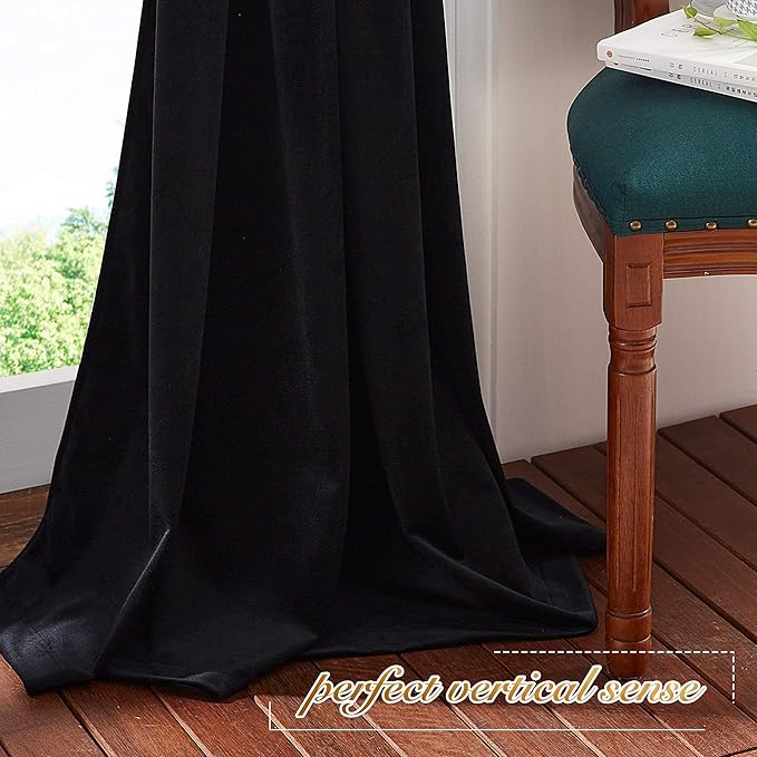 NICETOWN Black Out Velvet Curtains 54 inches Long