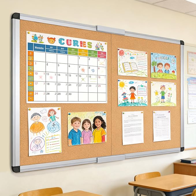 VIZ-PRO Large Cork Bulletin Board/Foldable Noticeboard, 48 X 48 Inches