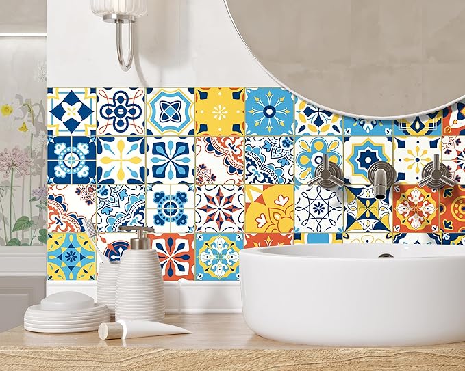 FLFK Wallpaper Border Tile Stickers Peel and Stick Wall Border