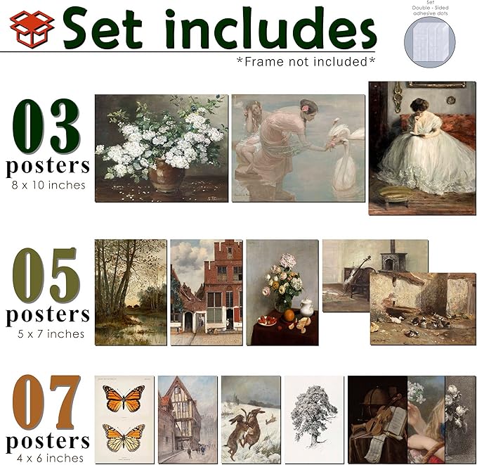 LANCHI95 15PCS Vintage European Gallery Wall Art Set, Classic French Country