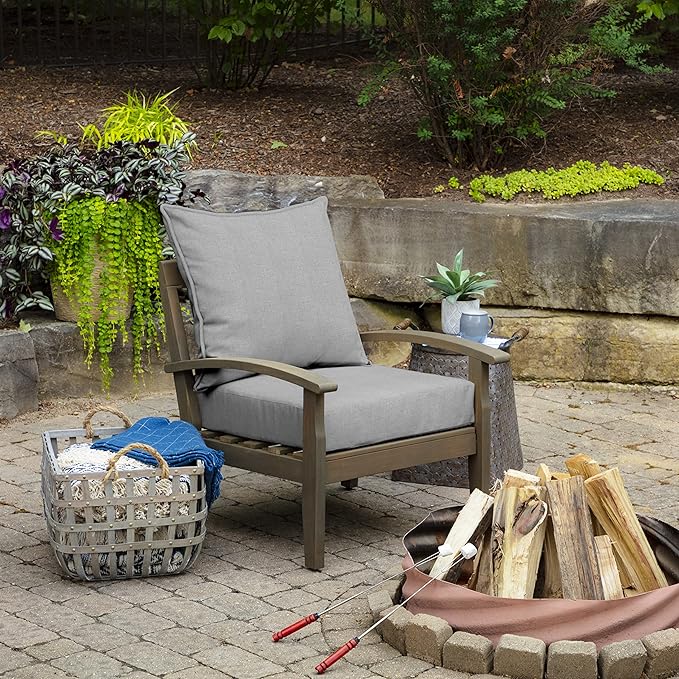Arden Olefin Outdoor Deep Seat Cushion Set (4-Pack), 24 in x 24 in, Weather-Proof, Rain-Proof, Fade Resistant Patio Cushion for Chair, Sofa, and Couch Paloma Woven Texture