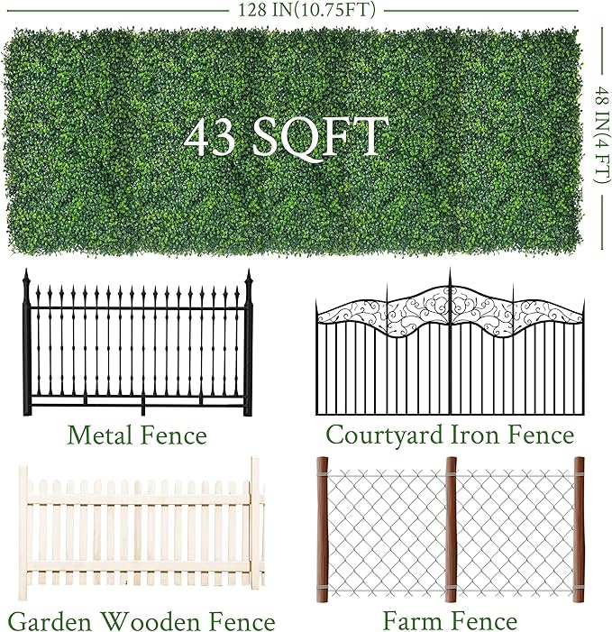 Artificial Ivy Privacy Fence Screen:48"x 128" 4-Layer Leaf UV-Anti Faux