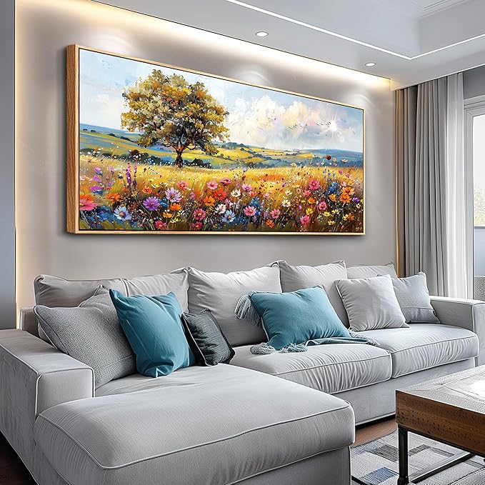 hyidecorart Large Framed Wall Art, Spring Landscape Wall Art, Nature Tree