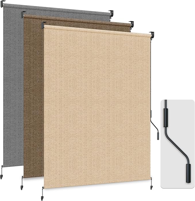 HOMEDEMO Outdoor Roller Shades for Patio, Sun Roller Shade Cloth Roll Blinds