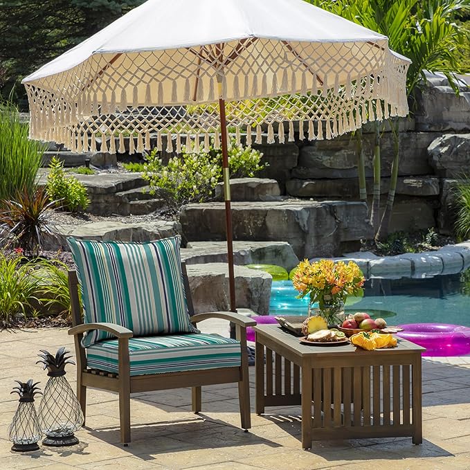 Arden Outdoor Deep Seat Cushion Set (4-Pack), 24 in x 24 in, Weather-Proof, Rain-Proof, Fade Resistant Patio Cushion for Chair, Sofa, and Couch Teal Cobalt Stripe