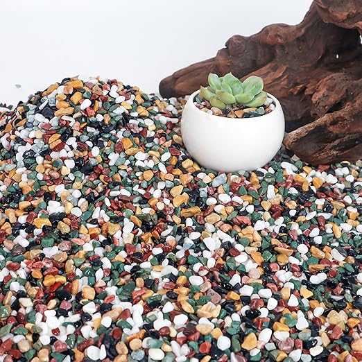 CJGQ 7lb Aquarium Gravel for Plants, 1/4Inch Fish Tank Gravel for Succulent Cactus and Bonsai, Decorative River Rocks Pebbles for Gardening, Flower Pots, Landscaping,Terrarium