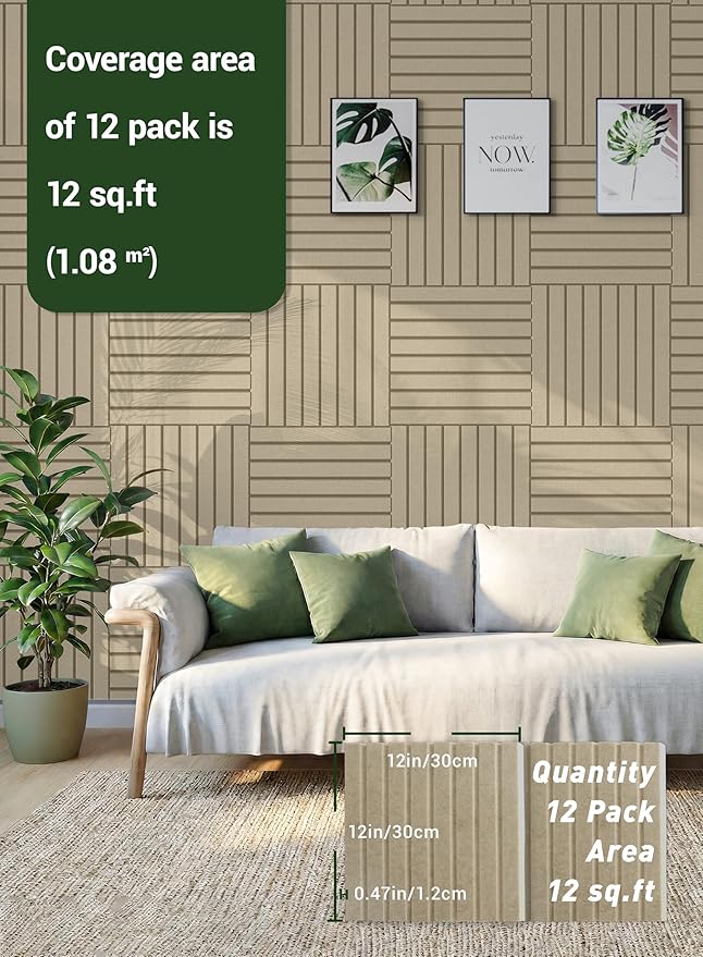 Waister 12 Pack Soundproof Wall Panels, 0.47 inch Thicker High Density Acoustic