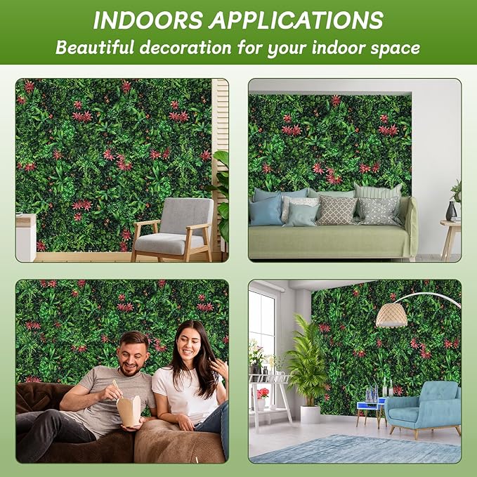 Grass Wall Panels 18 Pack 20"x20", Artificial Hedge Greenery Wall Backdrop