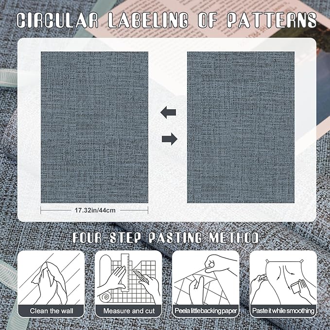 Amiya Grasscloth Wallpaper 17.3"x80" Blue Peel and Stick Faux Fabric Linen