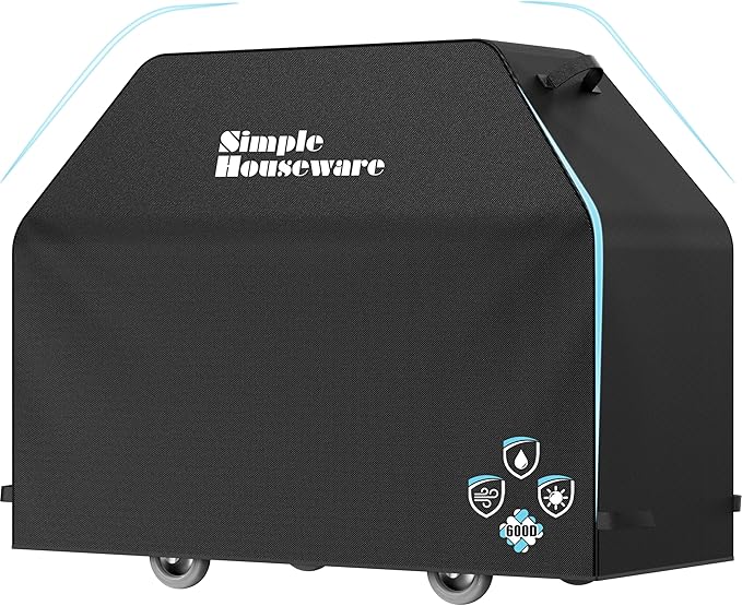 Simple Houseware 60 in. Heavy-Duty BBQ Gas Grill Cover, 600D Polyester Waterproof, Weather-Resistant