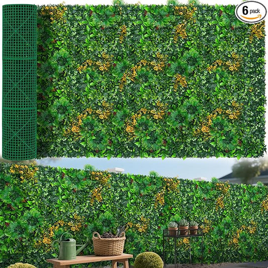 Grass Wall Panels Roll, UV-Anti Faux Greenery Plant Boxwood Panels