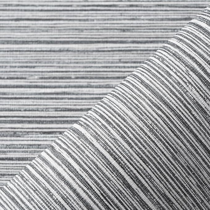 Grasscloth Textured Wallpaper Gray Peel and Stick 24inX393in Fabric Wall Paper