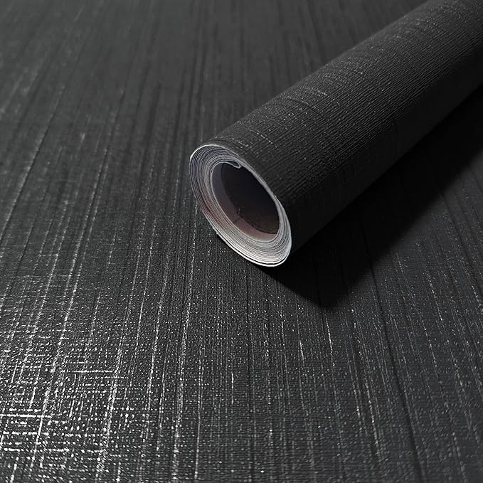 Dviolet Black Grasscloth Textured Fabric Contact Paper