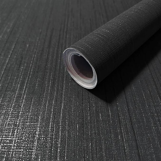 Dviolet Black Grasscloth Textured Fabric Contact Paper