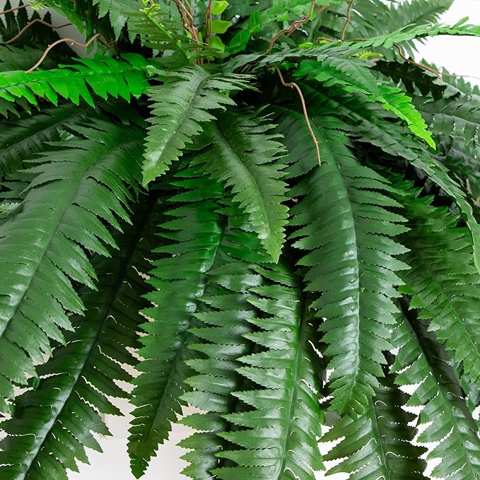Nearly Natural 48-in Artificial Boston Fern, Large Hanging Fake Plant Wall Decor
