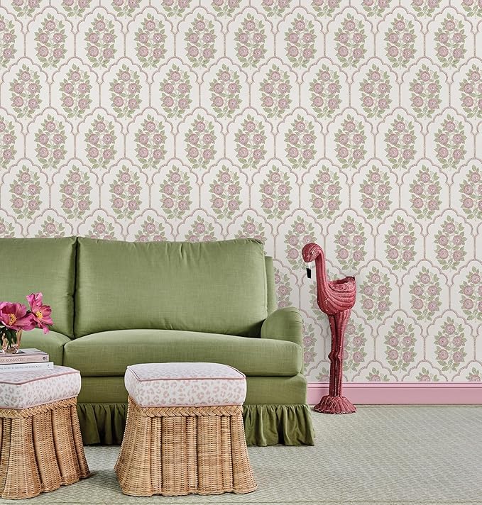 NuWallpaper x Society Social Floral Bazaar Rose Water Peel and Stick Wallpaper