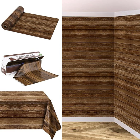 Kochorie 100 Ft x 54 Inch Wood Grain Tablecloth Roll in Slide Cutter Box