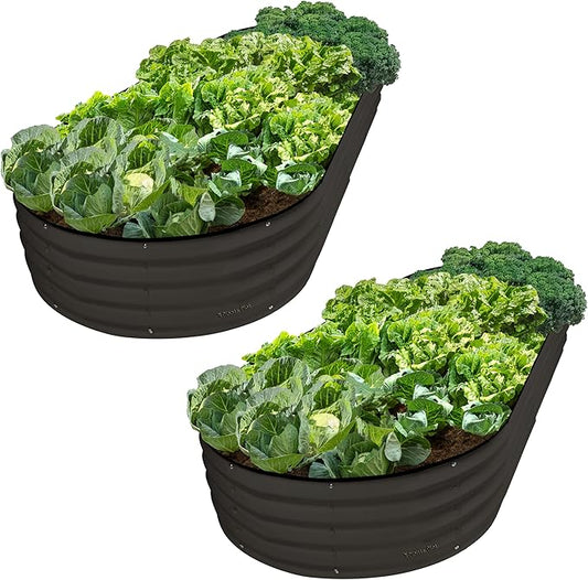 Plant & Plot Galvanized Raised Garden Beds Outdoor // 8Ã4Ã1 ft (2-Pack) Planter Raised Beds for Gardening, Vegetables, Flowers // Large Metal Garden Box // Patented Tool-Free Design (Black)