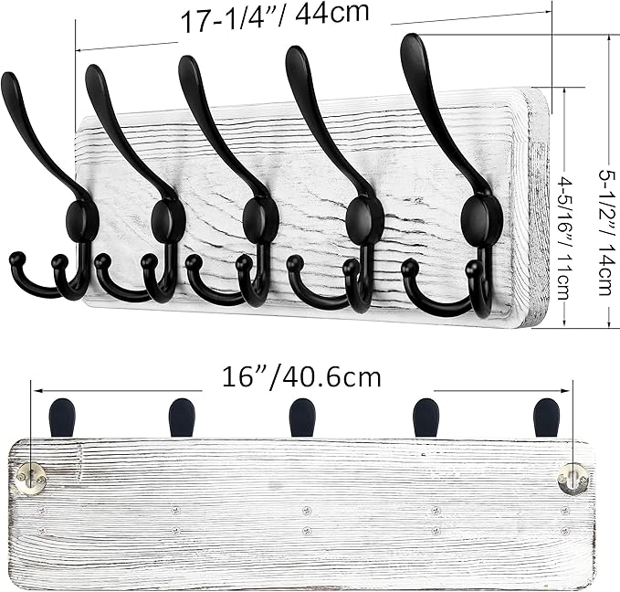 SKOLOO Rustic Wall Mounted Coat Rack: 16" Stud Spacing, Pine Real Wood Plank