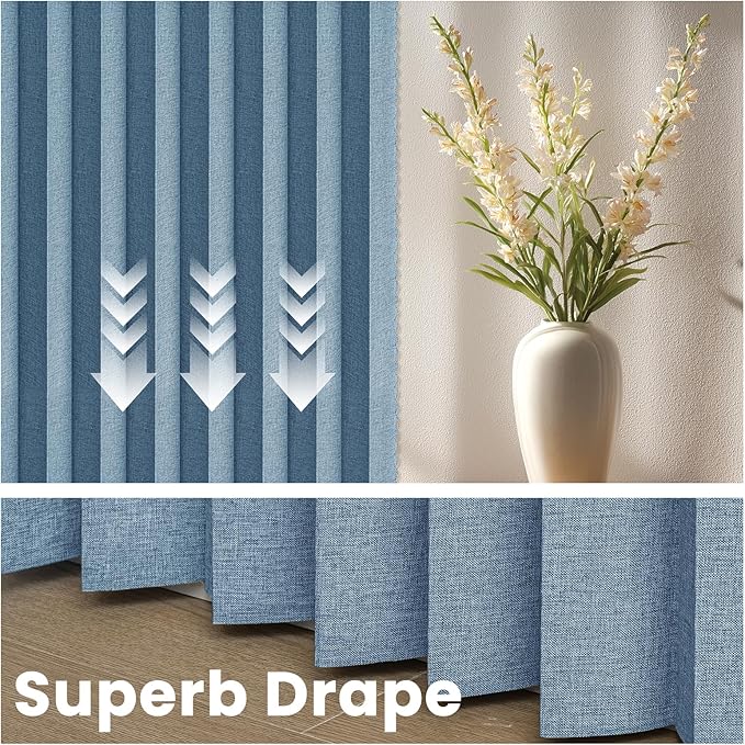 AJAZZ Blackout Accordion Door Curtain 98"x78" Blue