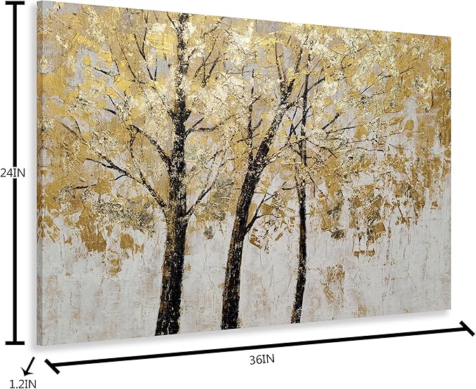 Yihui Arts Tree Painting with Gold Foil