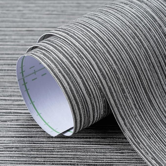 Grasscloth Textured Wallpaper Gray Peel and Stick 24inX393in Fabric Wall Paper