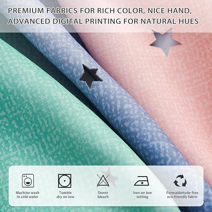 XiDi Pink Green Grey Kids Room Curtains, 1 Panel