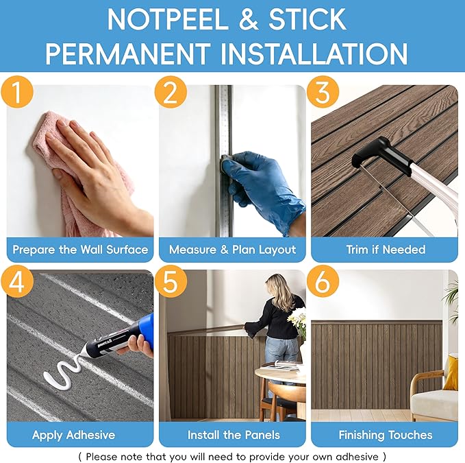 PS Wainscoting Wall Panel Kit, Paintable Waterproof PS Panels